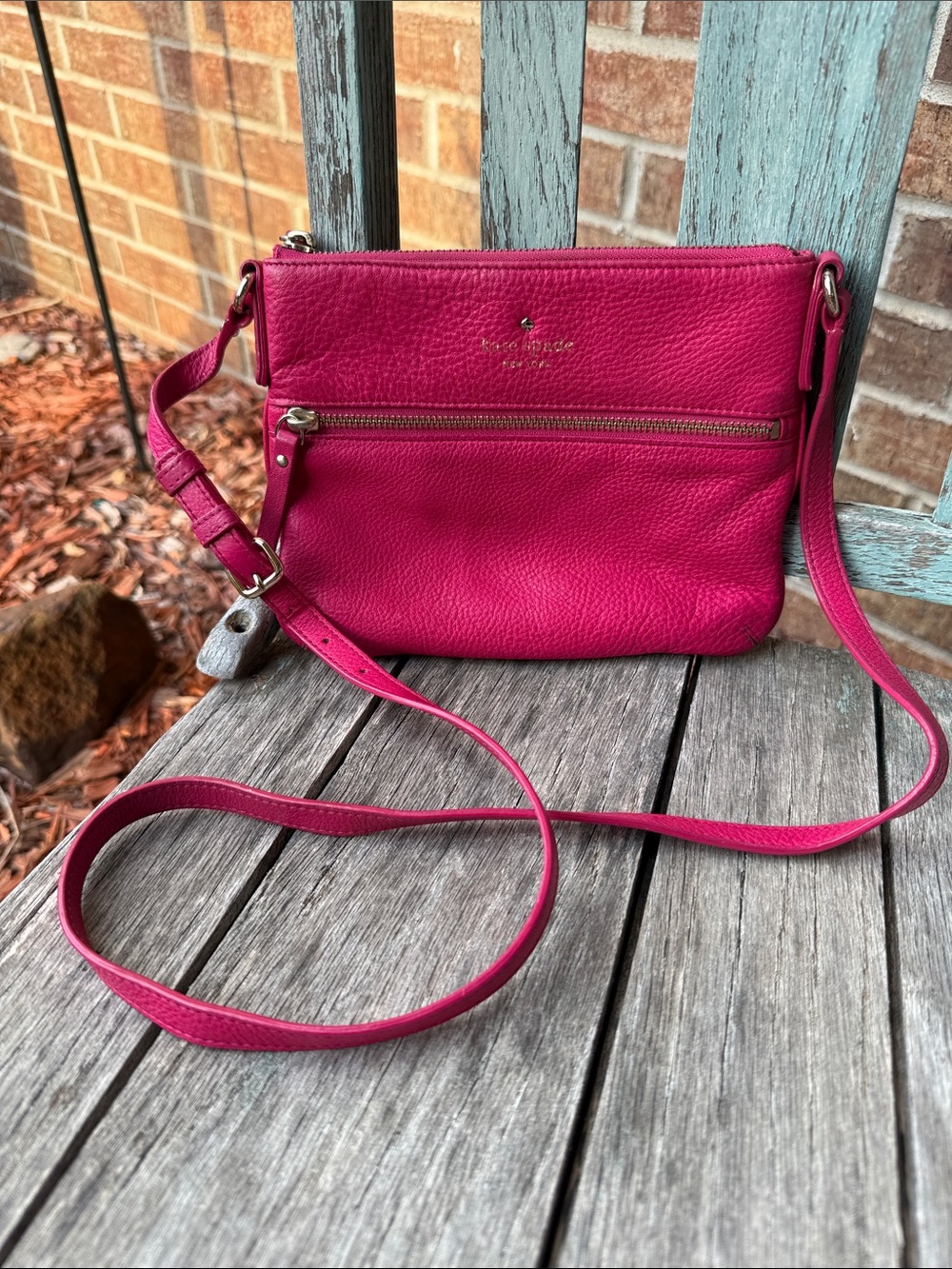 kate spade New York Cobble Hill Ellen fuchsia pebble leather crossbody bag